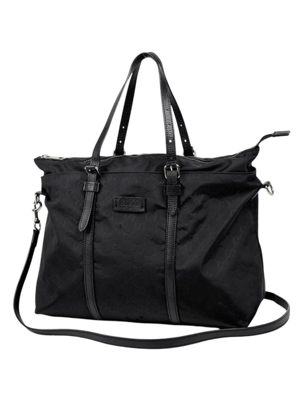 Gucci Tote Bag GG Pattern 2-Way Nylon Black